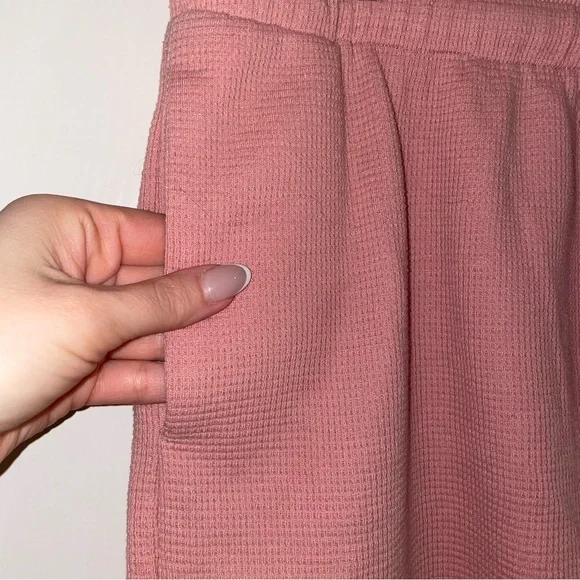 Pink Waffle Knit Lounge Pajama Set - Picture 11 of 11